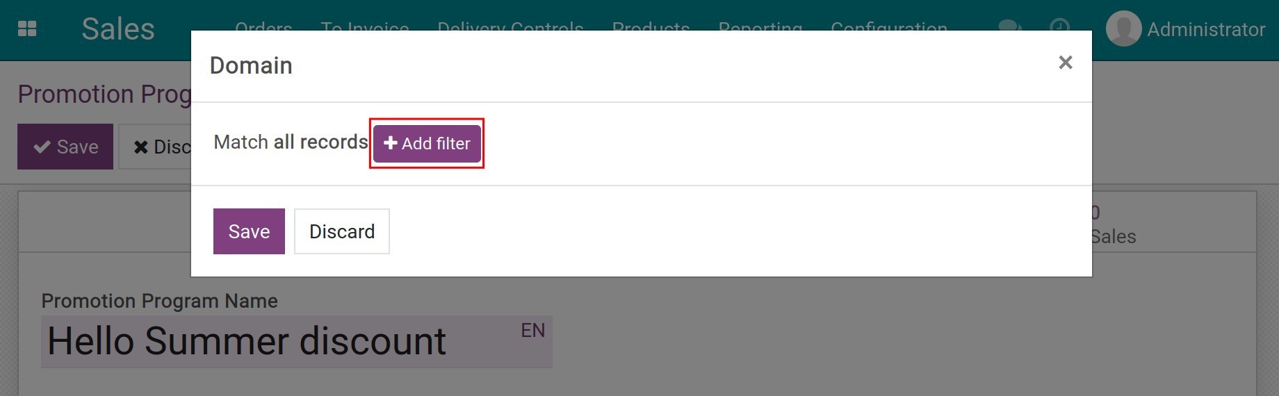 Press Edit Domain to set conditions