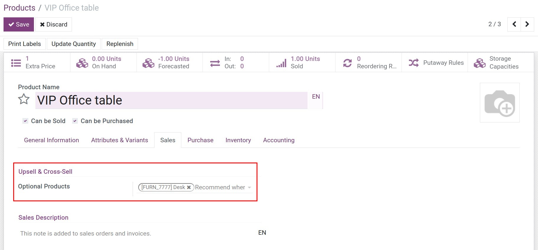 Configure the optional product in Sales - Viindoo.