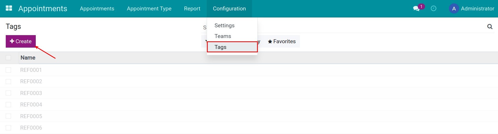 Go to the Tags setting.