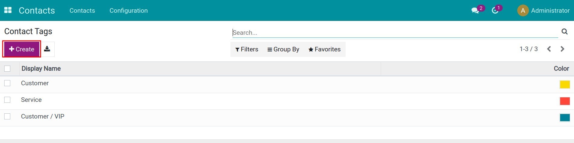 List of Contact Tags Contacts Viindoo