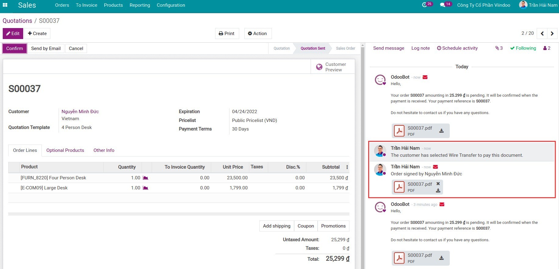 Online signature history in Viindoo