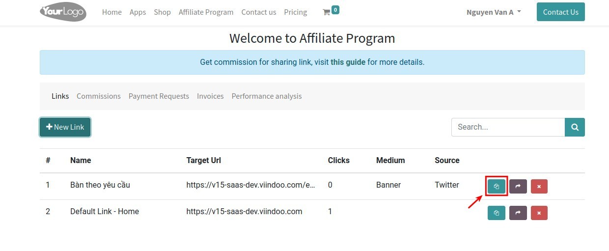Copy affiliate link