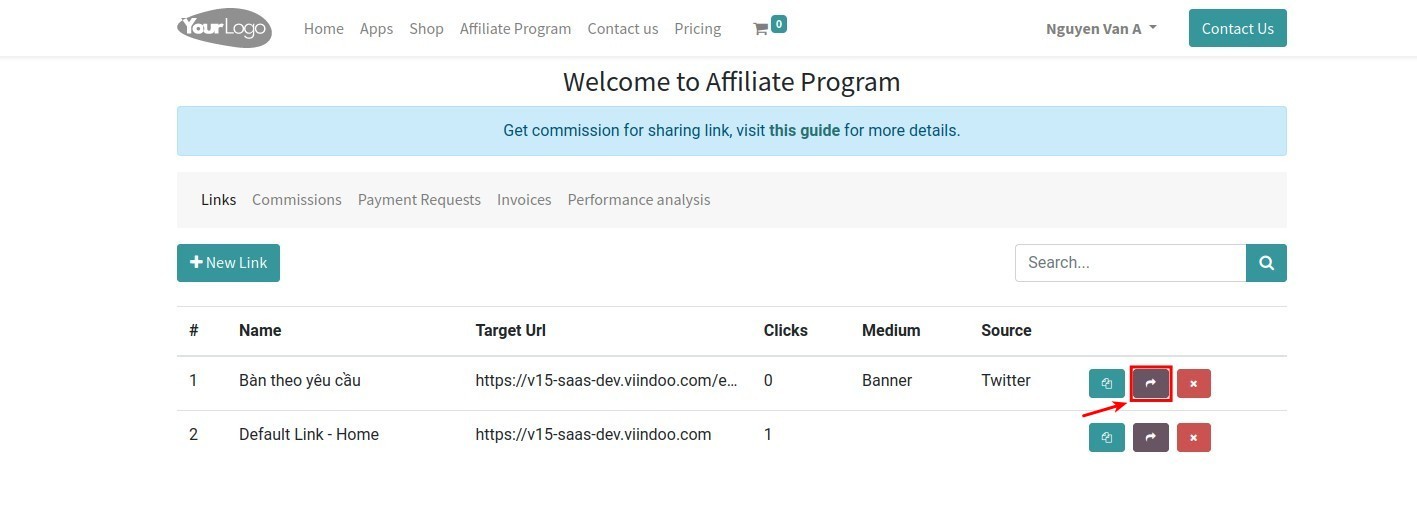 Share affiliate link