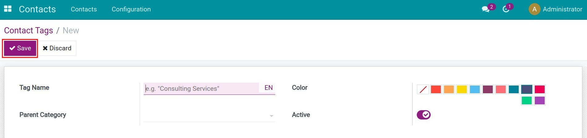 Create a new Contact Tag Contacts Viindoo