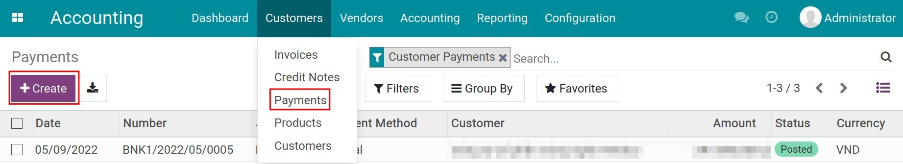 Create payments in Viindoo