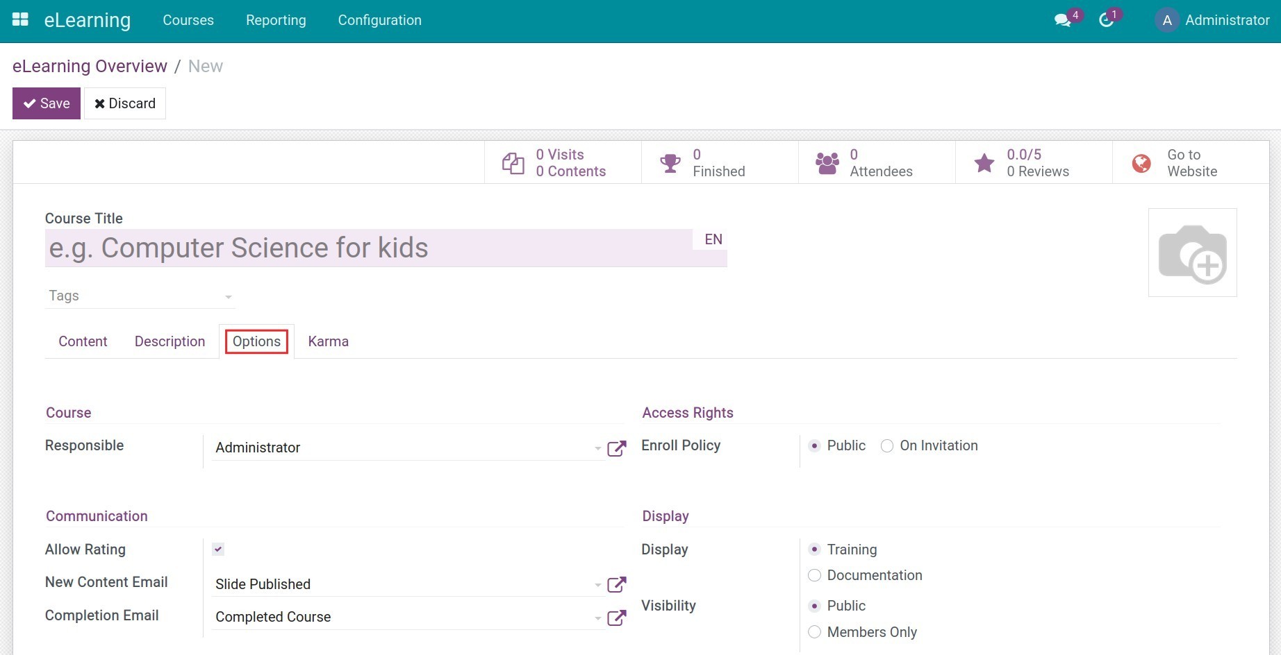 eLearning course options