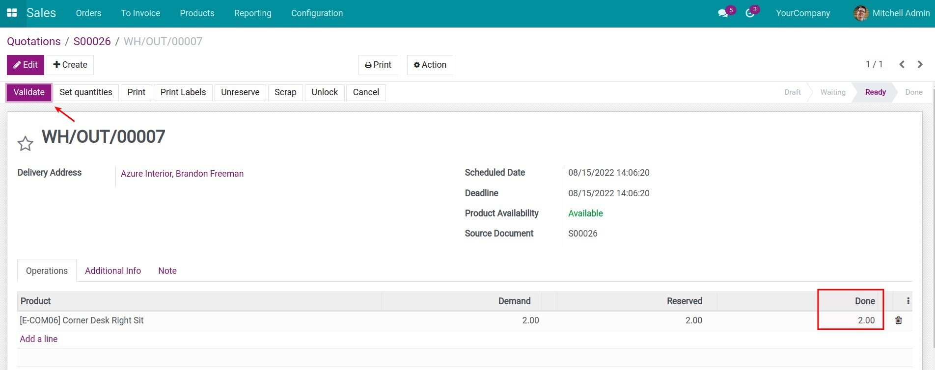Confirm the delivered quantity Invoice Viindoo