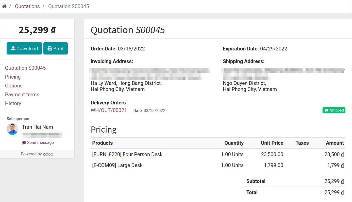 Displaying different addresses on delivery slips and invoices Viindoo