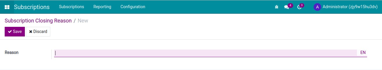 Create Subscription close reason