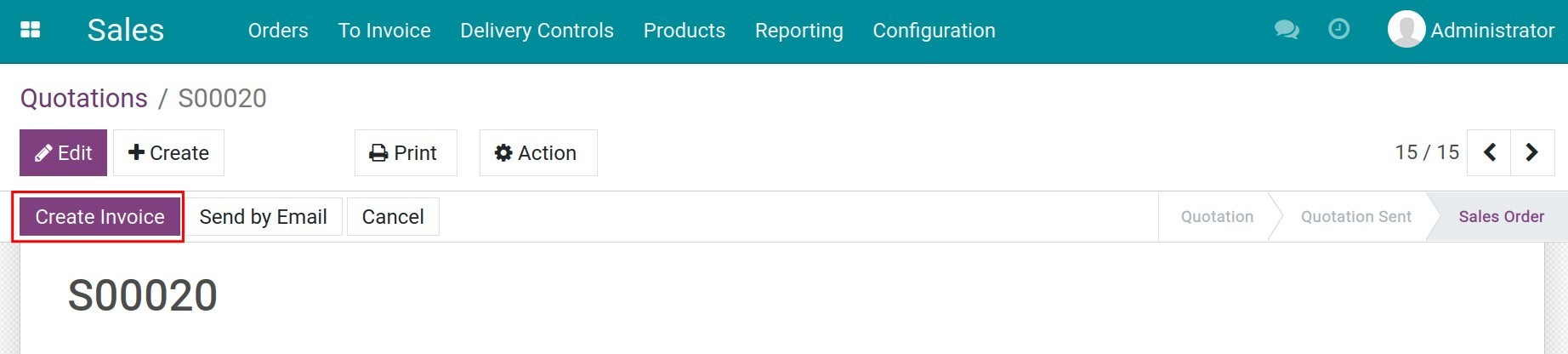 Create invoices in Viindoo sales order