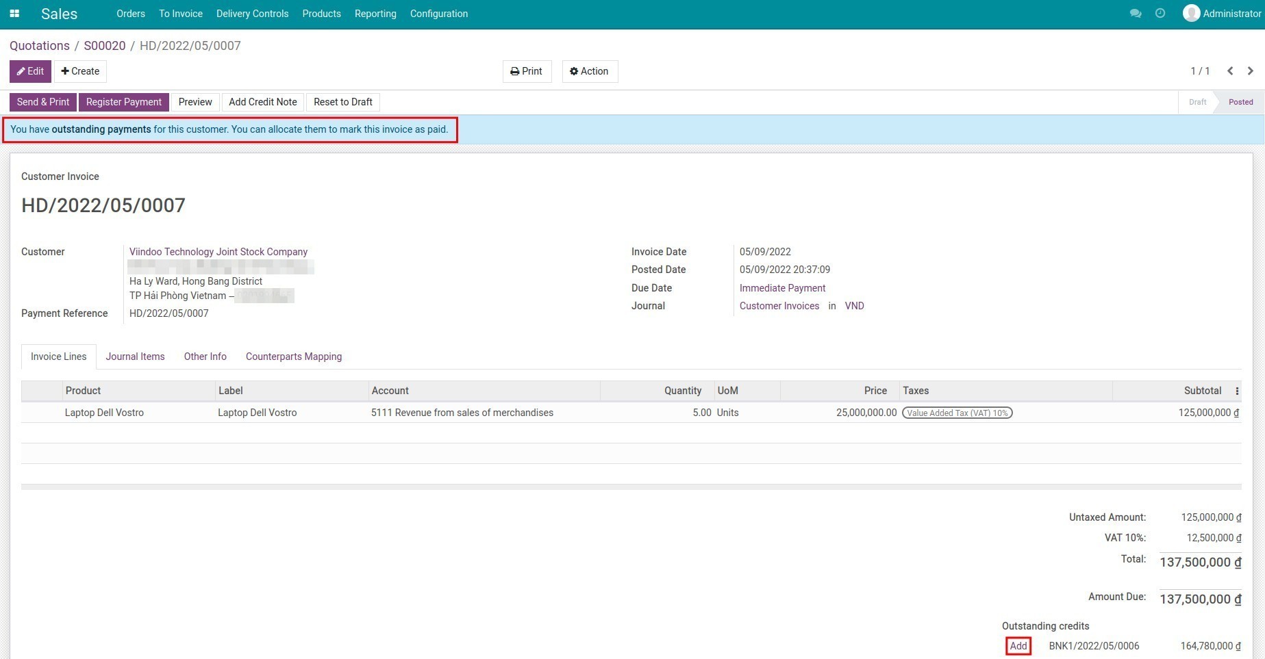 Reconcile payments to invoices in Viindoo