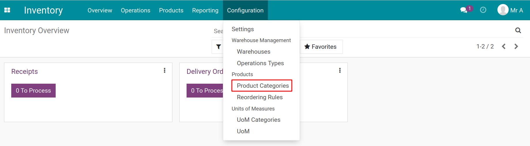 Configue the Product Category