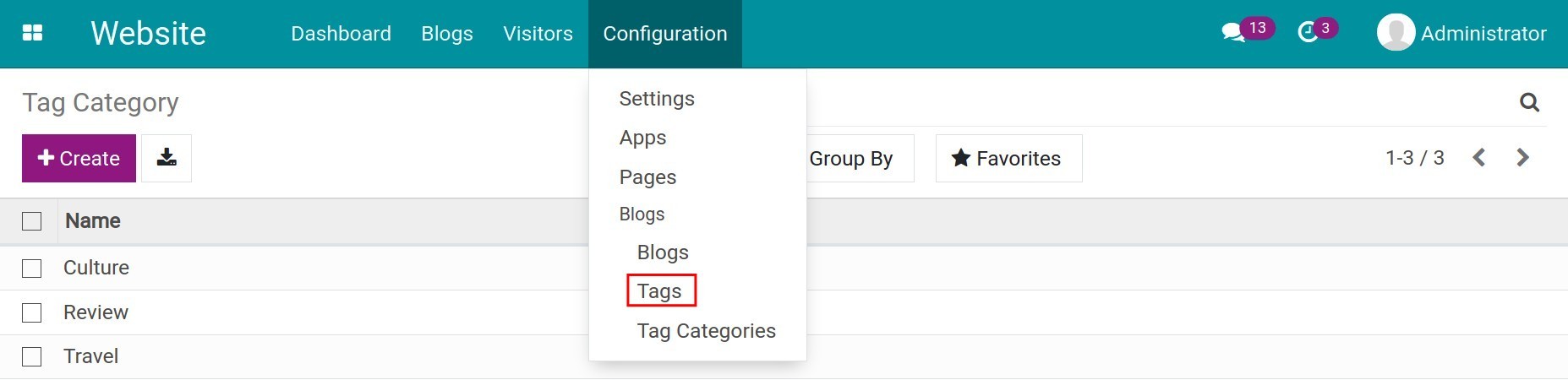 create tags in Viindoo