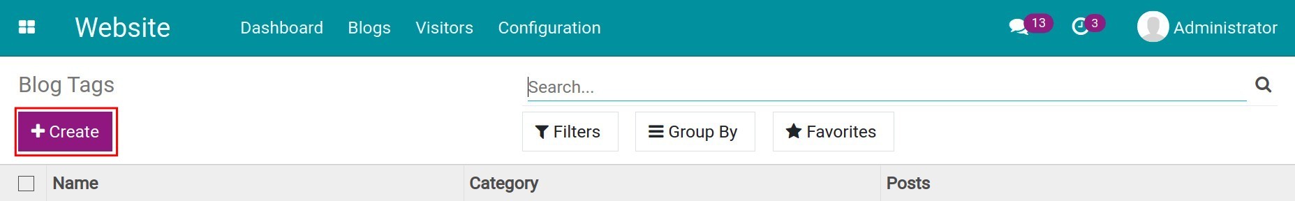 create tags in Viindoo