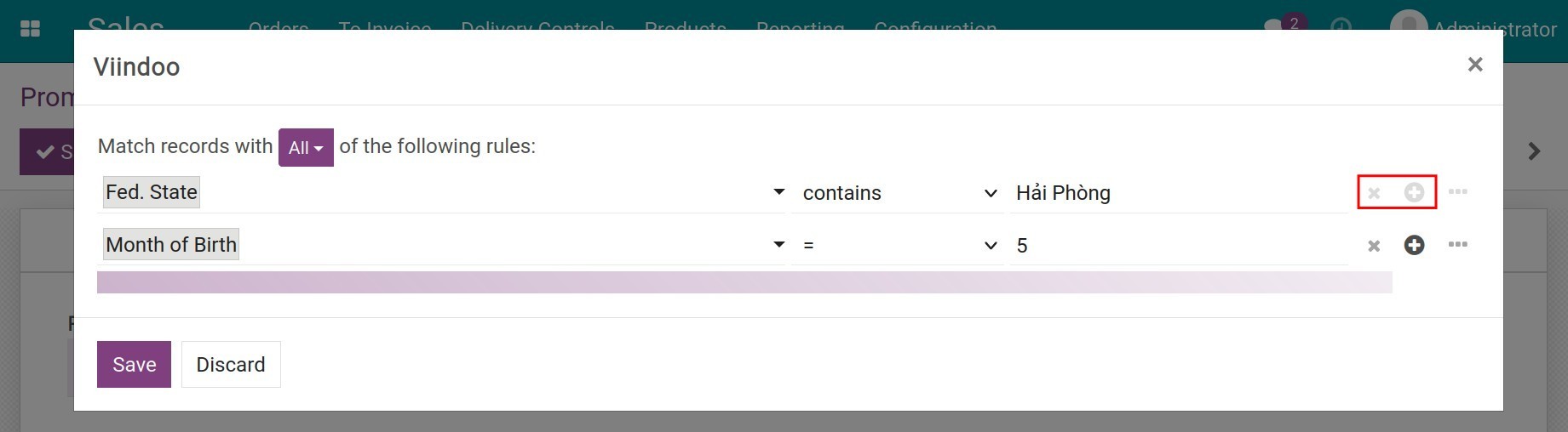 Add a more conditions filter for customer