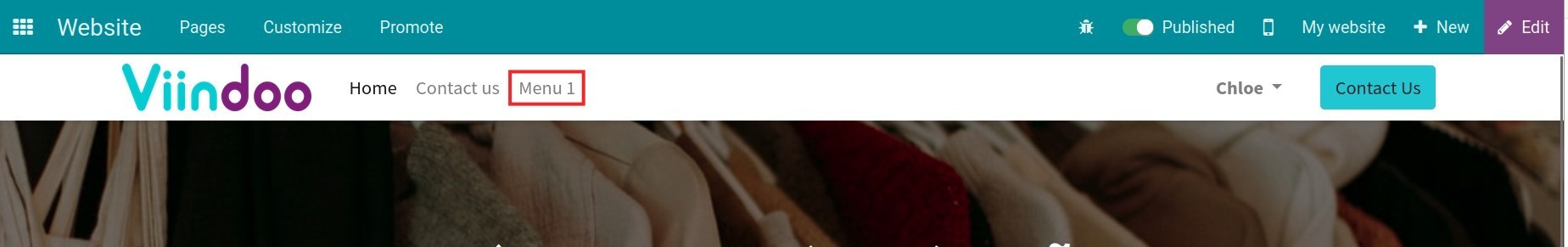 Menu items on the main menu