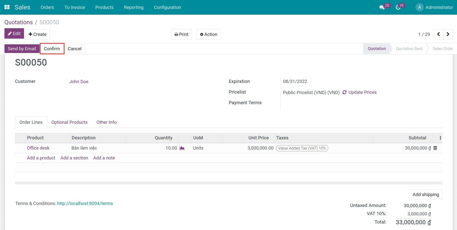 Quotation MTO Rule Route Inventory Viindoo
