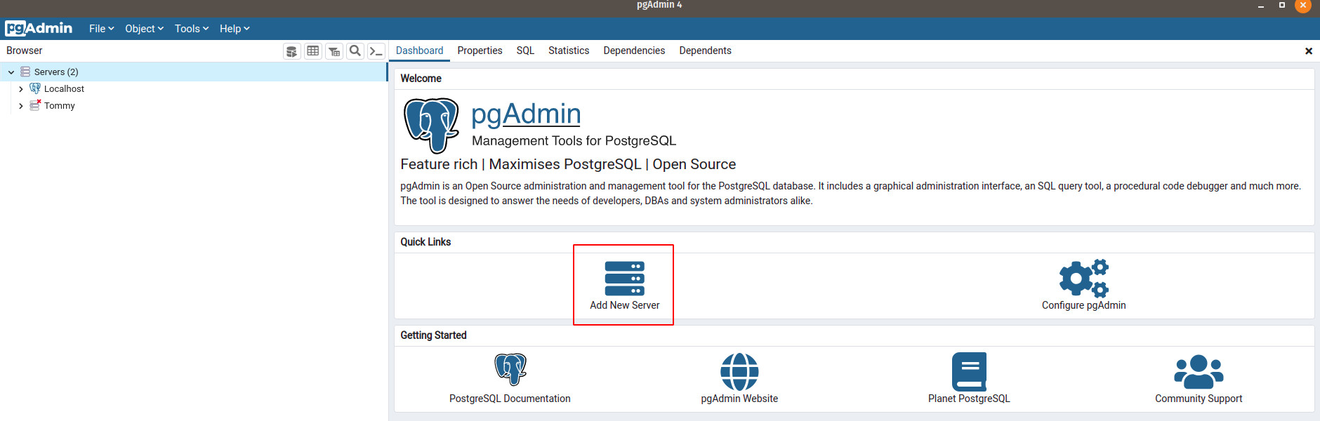 Cấu hình pgAdmin 4