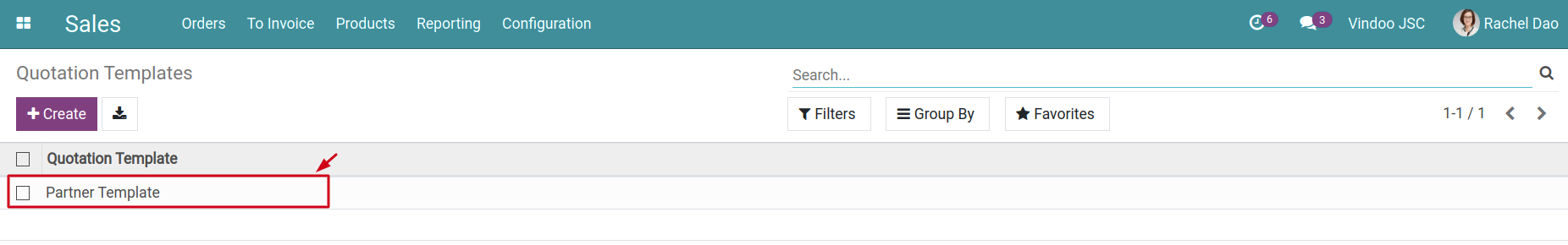 Select any quotation in Viindoo