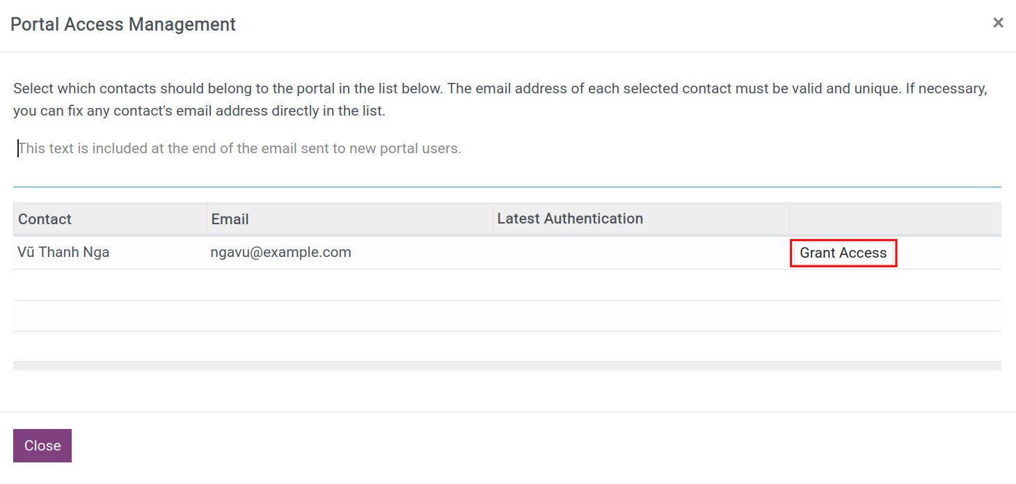 Enter email and choose In portal oprtion