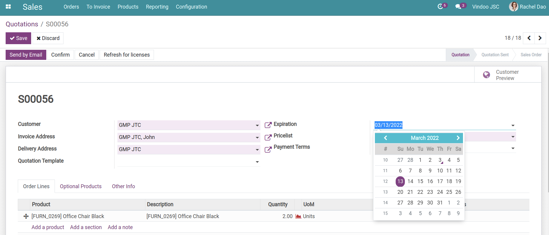 Set up expiration dates on quotations in Viindoo