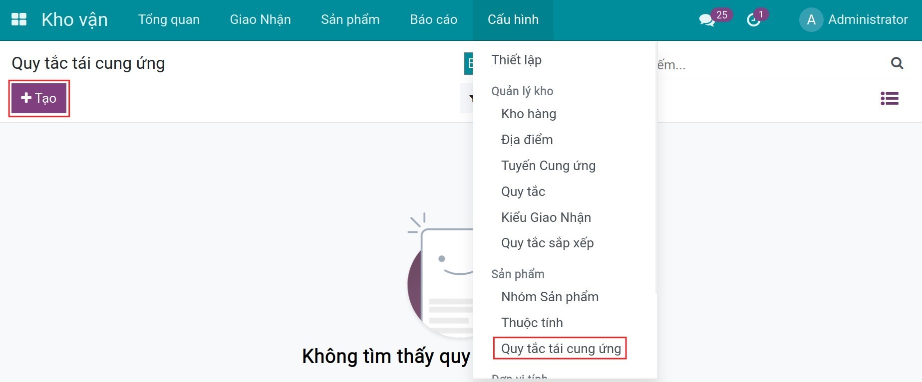 Thiết lập quy tắc MTO