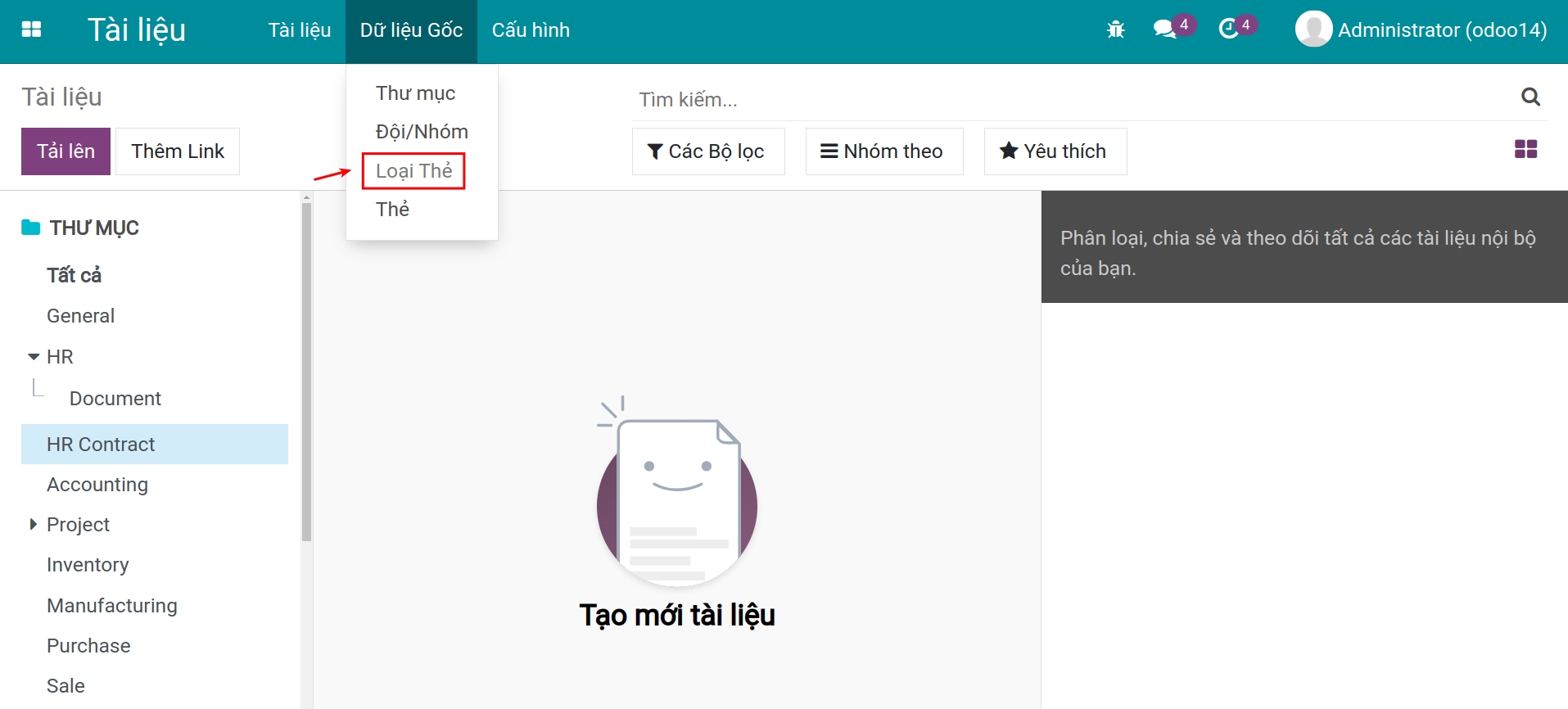 Tạo loại thẻ tài liệu