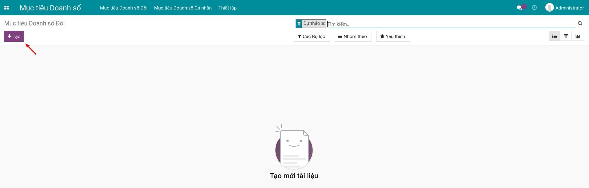Tạo mục tiêu doanh số đội