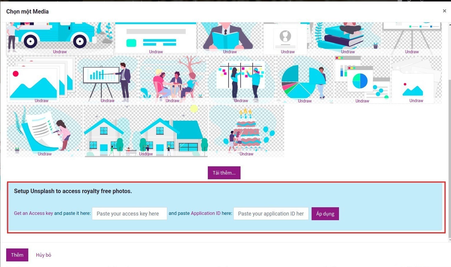 Unsplash yêu cầu Access key và Application ID