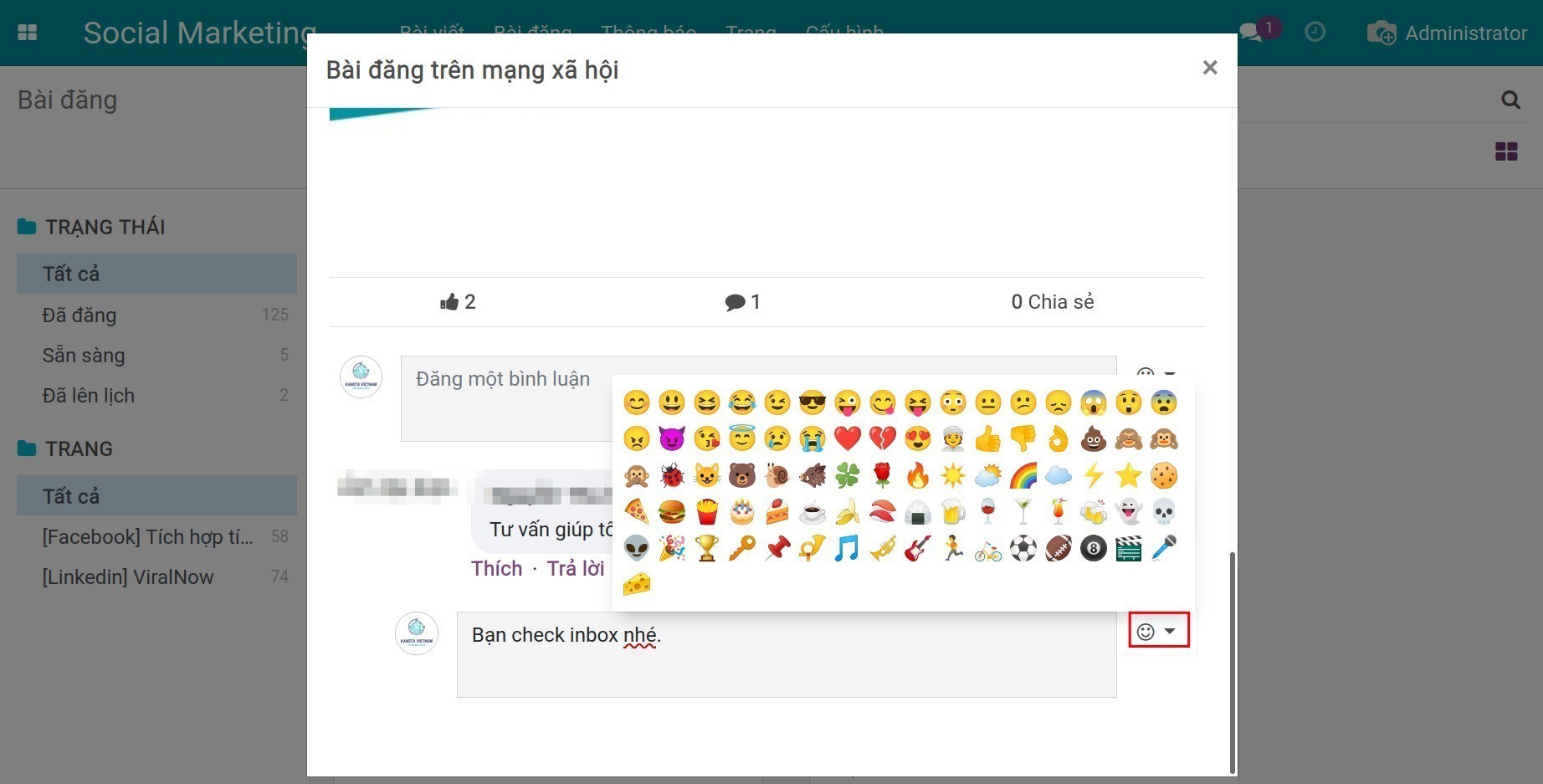 Biểu tượng cảm xúc khi trả lời bình luận