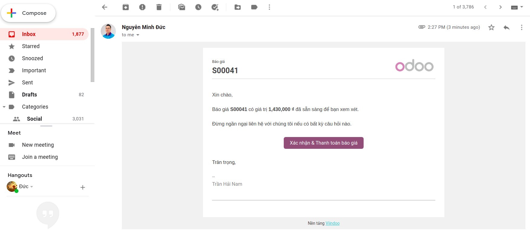 Xác nhận và thanh toán báo giá trực tuyến Online Payment - Viindoo.
