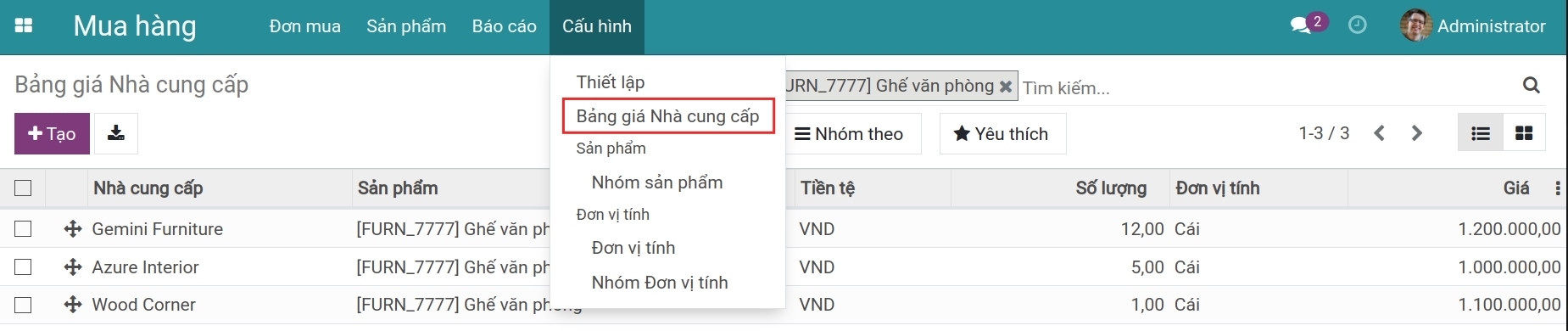 Cấu hình - Viindoo