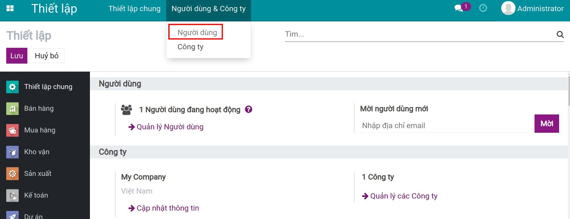 Phân quyền người dùng.