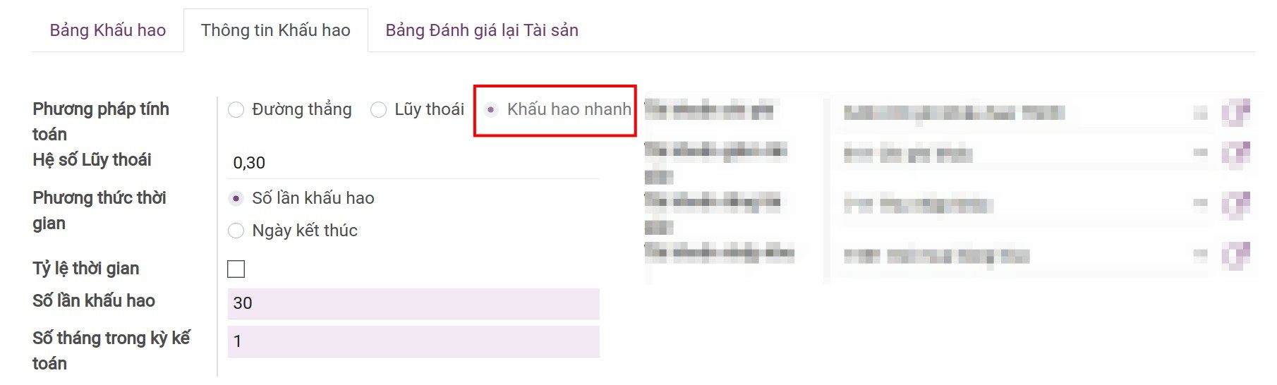Điều chỉnh thông tin trên bảng thông tin Tài sản trên Viindoo