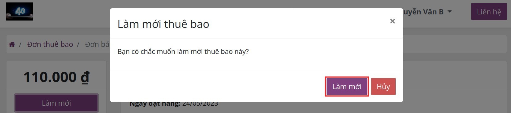 Gia hạn gói dịch vụ thuê bao Viindoo