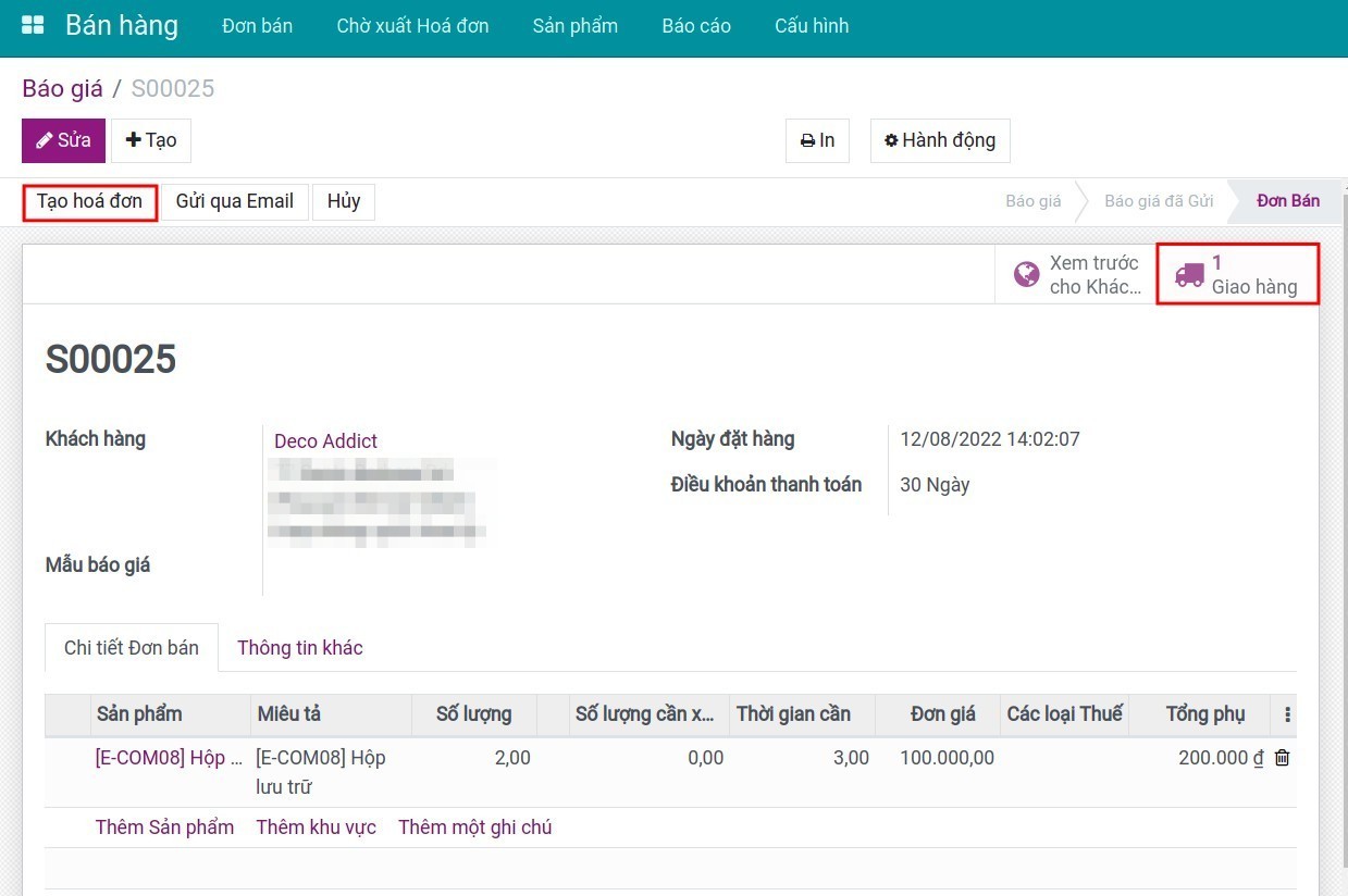 Không gợi ý tạo hóa đơn Invoice Viindoo