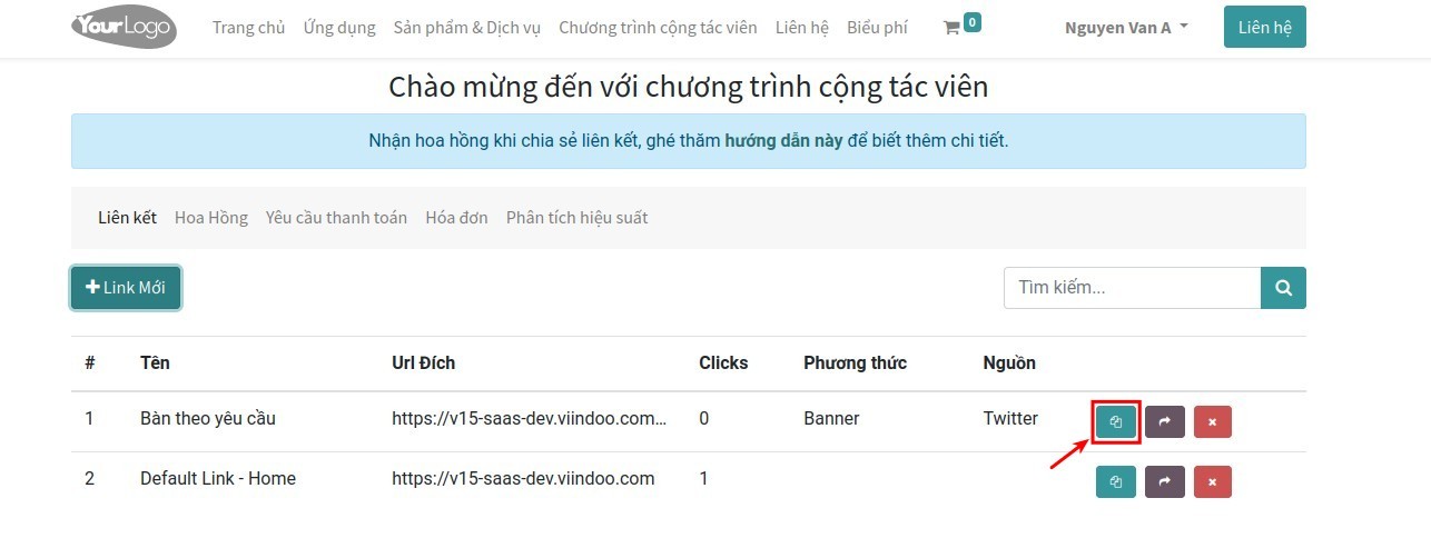 Sao chép affiliate link