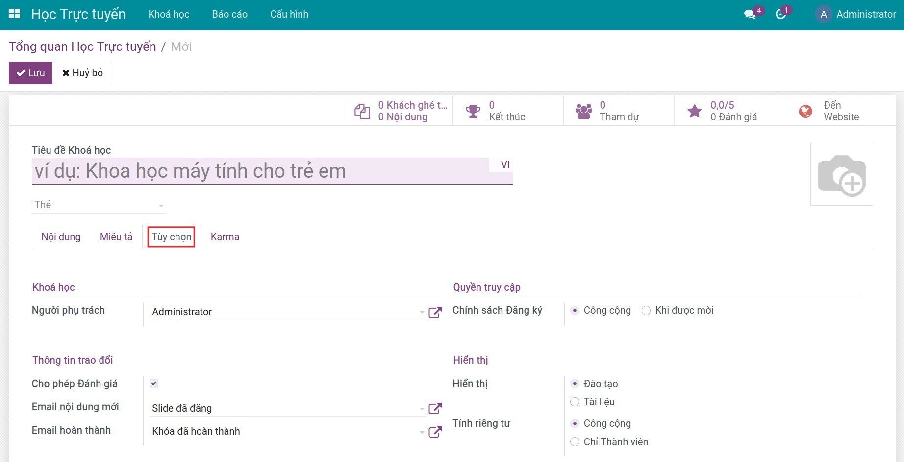 Tuỳ chọn khóa học trực tuyến