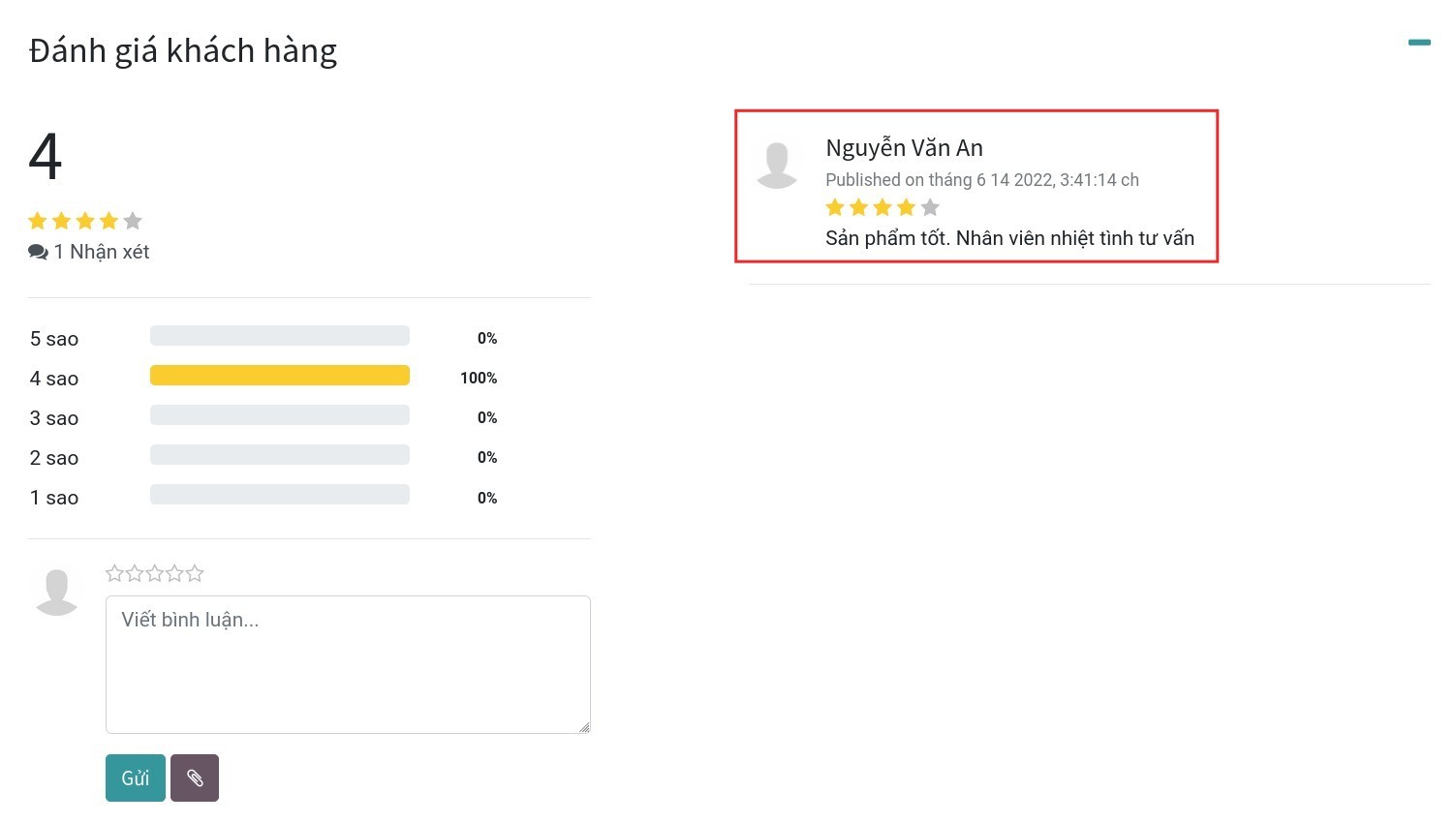 Xem thông tin đánh giá sản phẩm