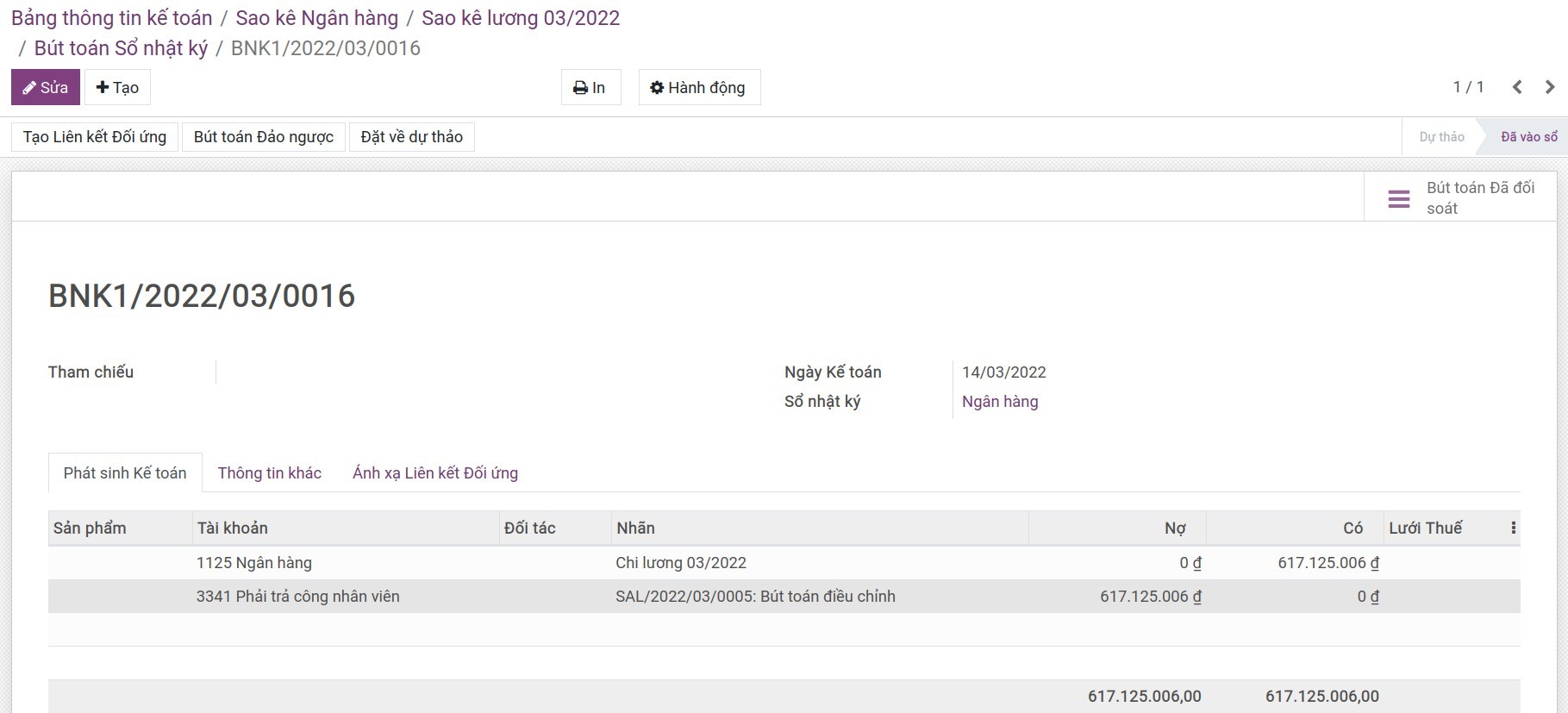 Bút toán thanh toán lương -Kế toán tiền lương Viindoo