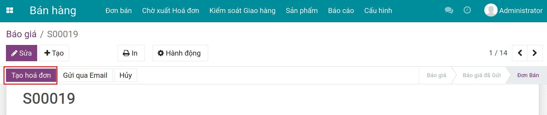 Tạo hóa đơn trong đơn bán - Viindoo