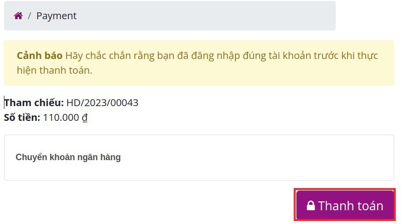 Thanh toán đơn hàng Viindoo