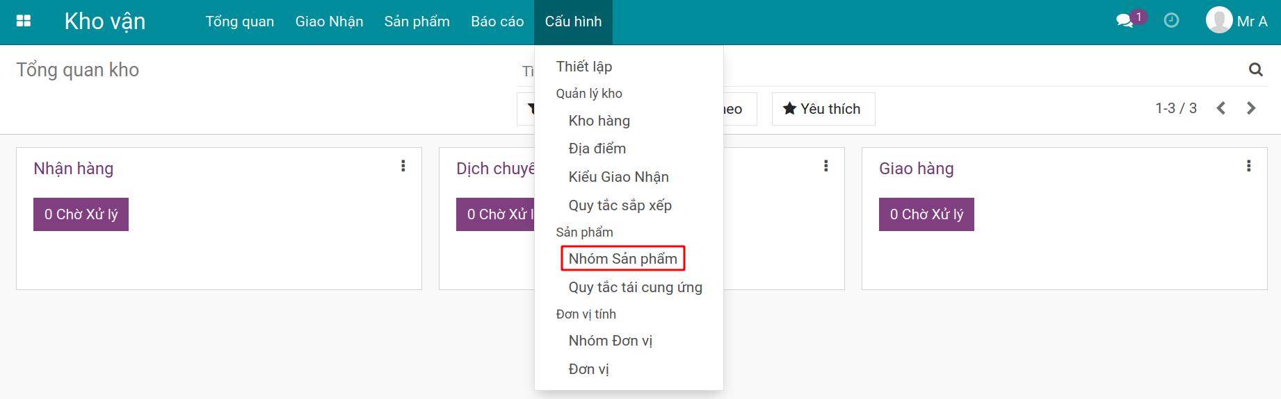 cấu hình nhóm sản phẩm