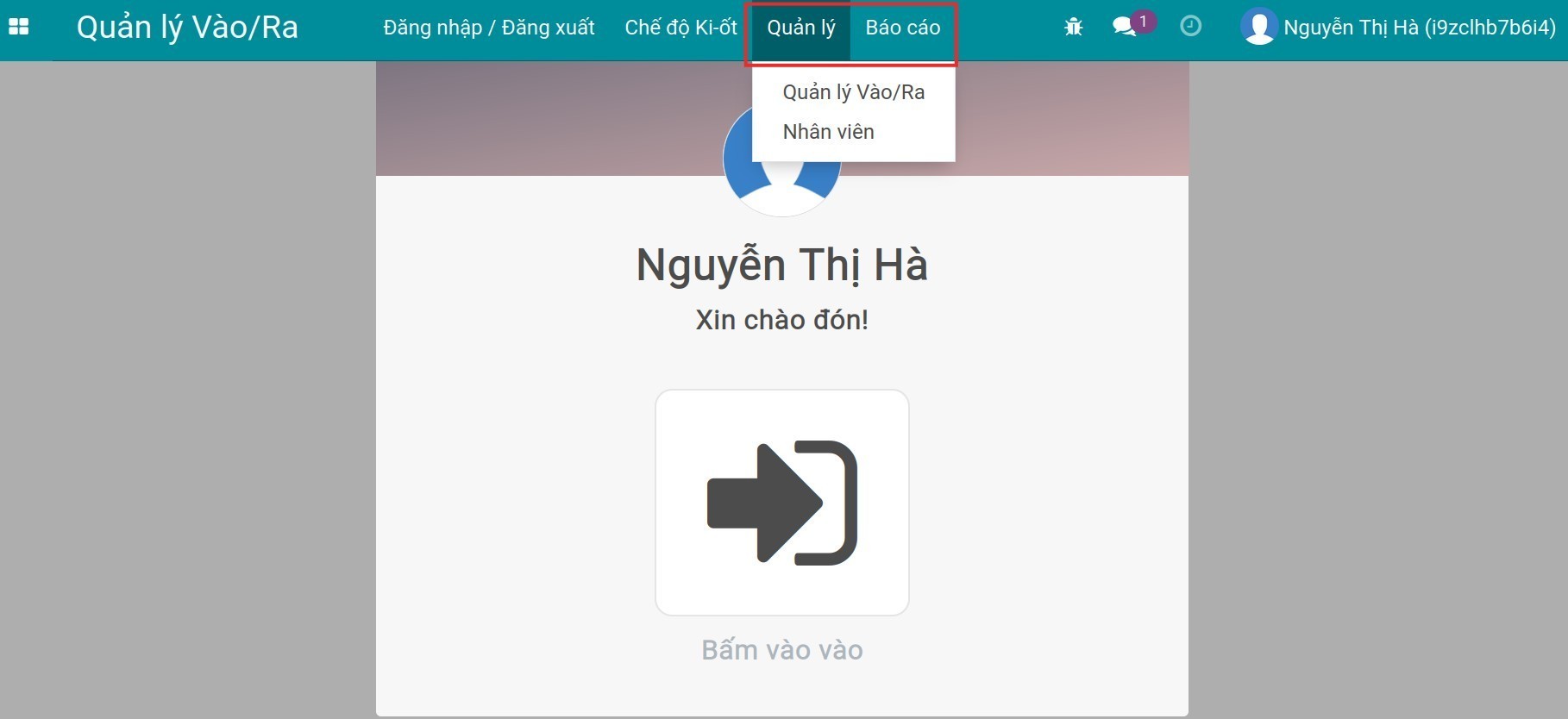 Quyền cán bộ và quản trị viên Quản lý Vào/Ra