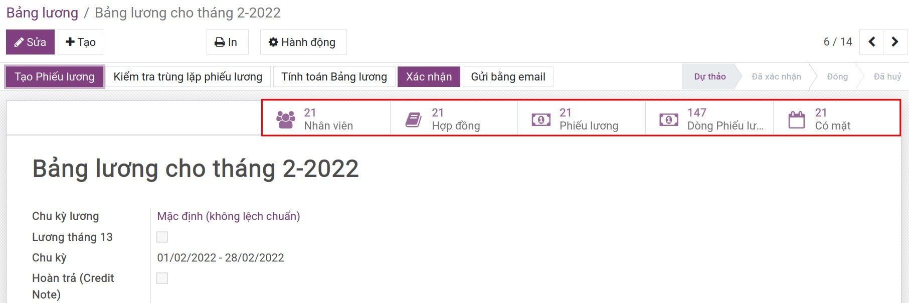 Menu thống kê các giao diện truy vấn từ bảng lương - Phần mềm quản lý tính lương Viindoo