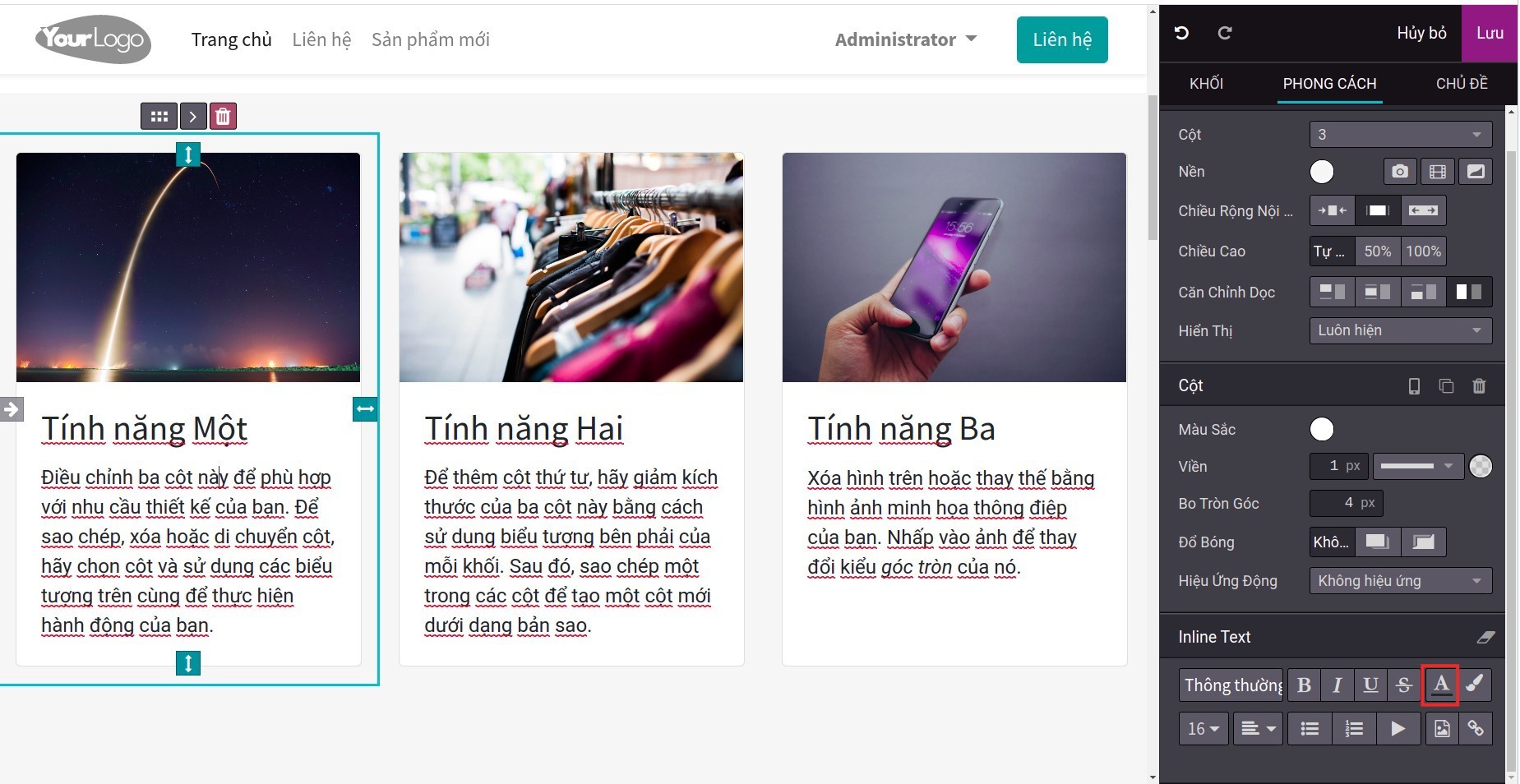 Chỉnh sửa màu phông chữ của văn bản