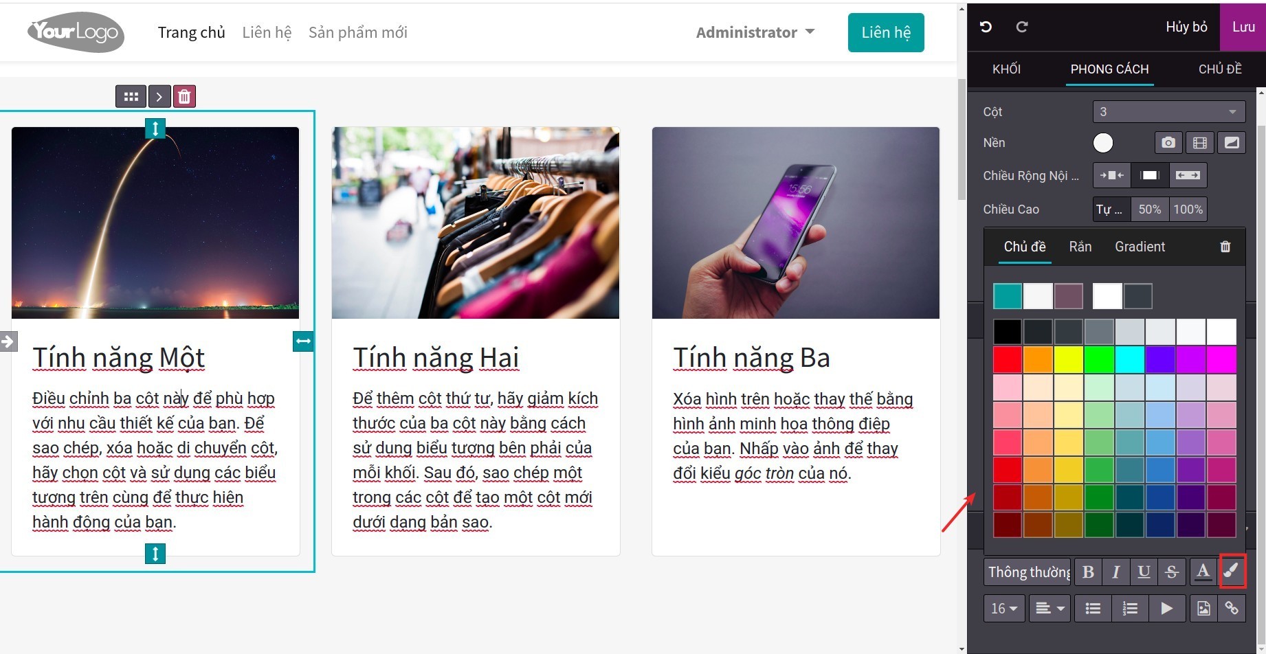 Chỉnh sửa màu nền của văn bản