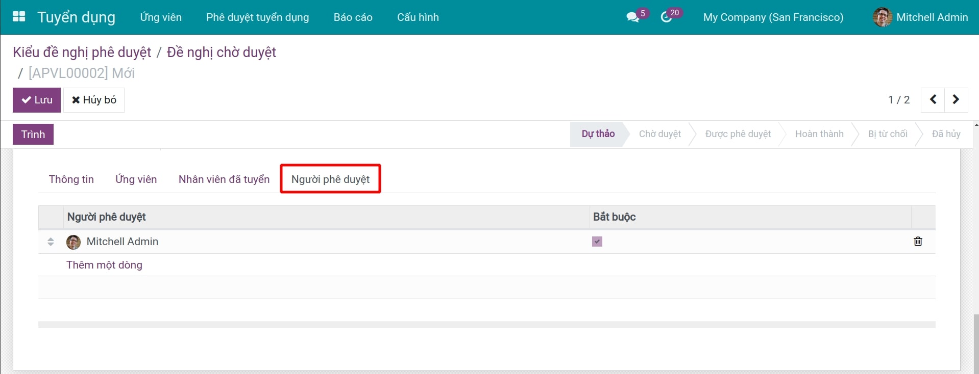 Người phê duyệt Đề nghị Tuyển dụng