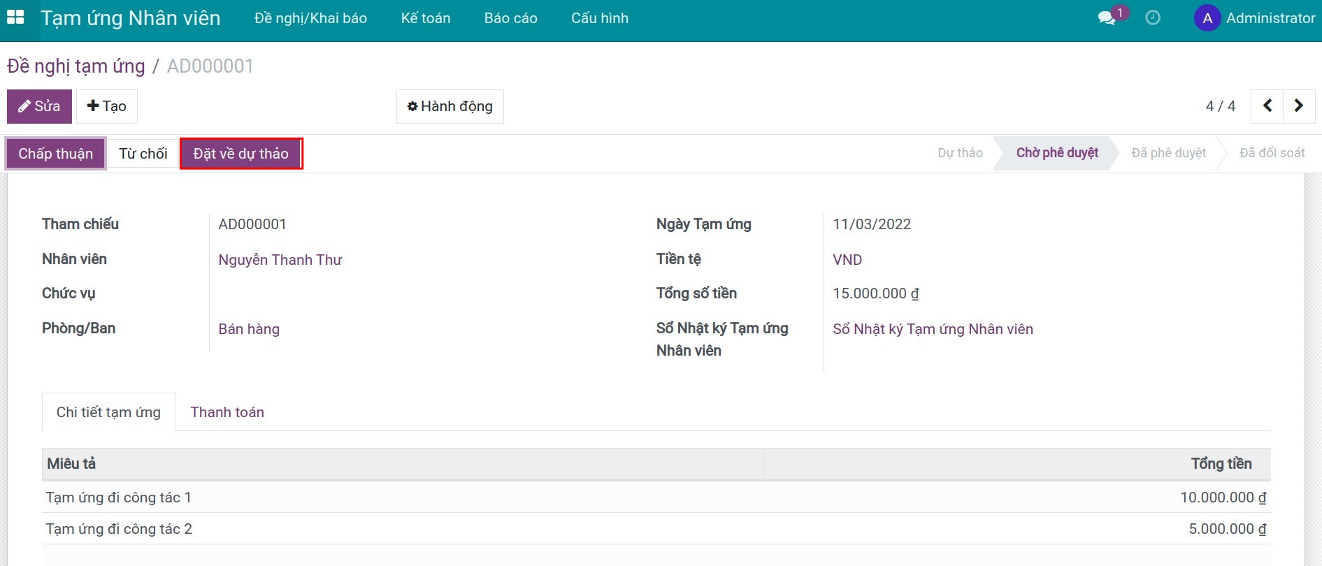 Đặt về Dự thảo
