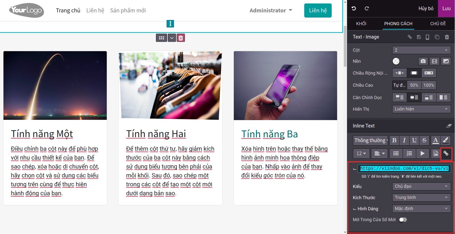 Thêm đường dẫn URL hoặc email